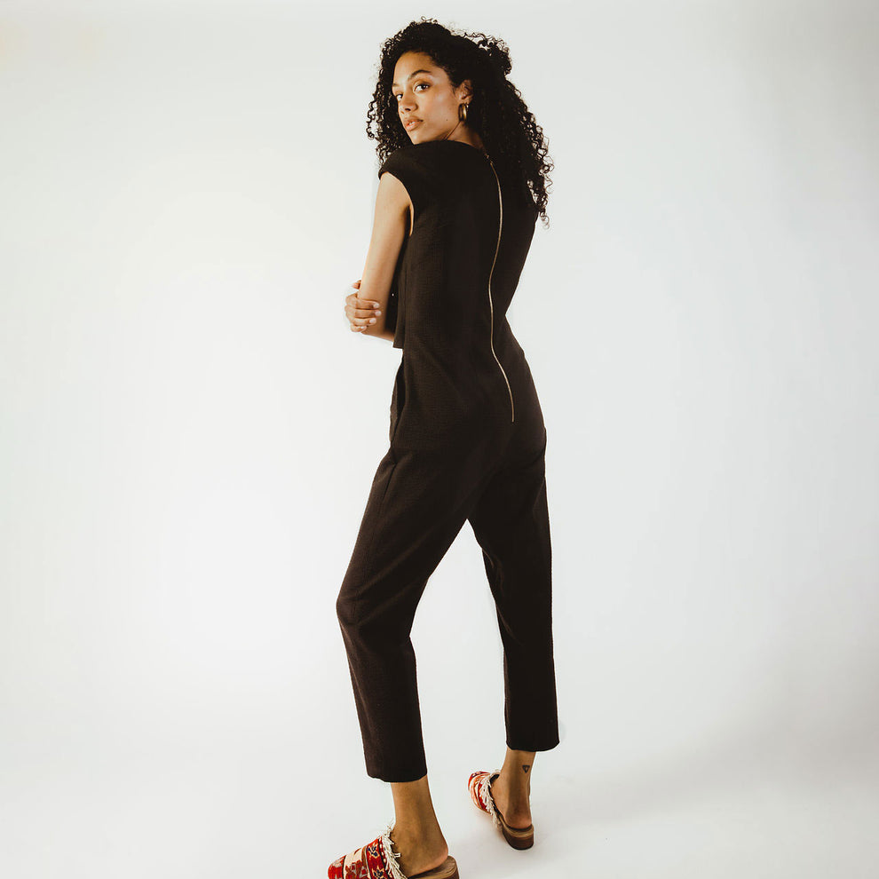 Crossover Nursing Jumpsuit in Black – Madri Collection